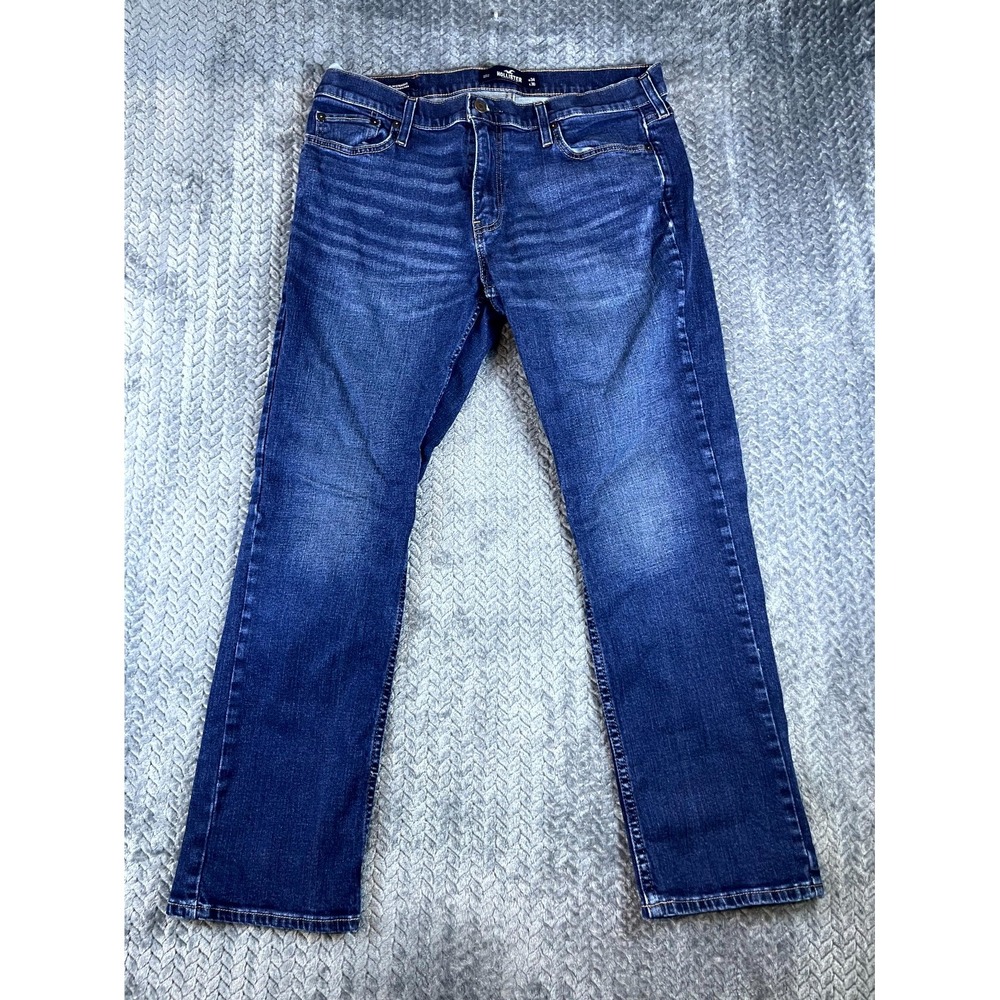 Hollister Mid-Rise Straight Jeans Mens 34x30 Blue Denim Medium Wash Flat Front